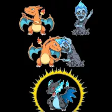 Maglietta Charizard “Charizard, Mega Charizard X e Ade” – Parodia dei Pokémon