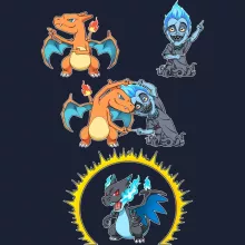 Felpa con cappuccio Charizard “Charizard, Mega Charizard X e Ade” – Parodia dei Pokémon