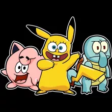 SpongeBob Phone Case “SpongeBob, Squidward Tentacles, Patrick Star and Pikachu” – Pokémon parody