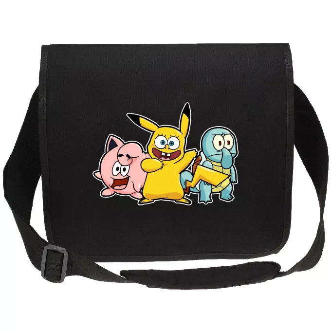 Canvas boodschappentassen Parodie Pokémon SpongeBob, Octo Tentakel, Patrick Ster en Pikachu