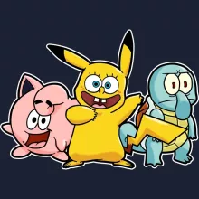 SpongeBob Kapshirt “SpongeBob, Octo Tentakel, Patrick Ster en Pikachu” – Pokémon parodie