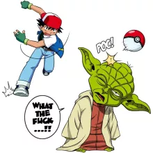 Fatinho sem mangas para bebé Yoda “Yoda e Ash Ketchum” – Pokémon de parodia