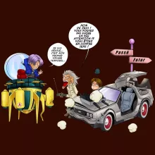 T-shirt Femme Trunks Vs Doc « Collision dans les Couloirs du Temps ! » – Parodie Dragon Ball Z