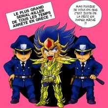 Débardeur Enfant Fille Death Mask « L'affaire D.S.Mask ( Il affichait le visage de ses victimes sur les murs de son temple...) » – Parodie Saint Seiya