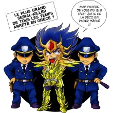 totebag Death Mask « L'affaire D.S.Mask ( Il affichait le visage de ses victimes sur les murs de son temple...) » – Parodie Saint Seiya