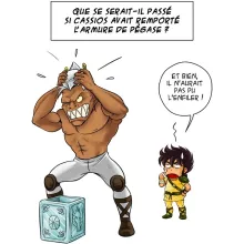 Sous-Verre en bois Cassios « L'armure de Pégase a choisi son nouveau maître... » – Parodie Saint Seiya