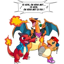 T-shirt Enfant Dracaufeu « Ce soir, on vous met le Feu ! » – Parodie Pokémon