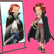 Camiseta Niña sin mangas Shanks El Pelirrojo “Shanks El Pelirrojo y Gildarts Clive” – Parodia de One Piece