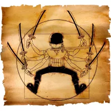 Roronoa Zoro X Vitruvian Man Girls Kids T-shirt – One Piece parody