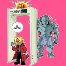 Débardeur Enfant Fille Edward « Détecteur de métaux ! » – Parodie Full Metal Alchemist