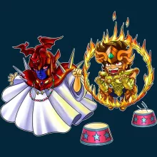Pegasus Seiya Mütze “Pegasus Seiya, Aiolia des Löwen und der Pope” – Parodie auf Saint Seiya