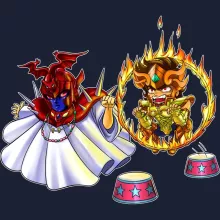 Pegasus Seiya Kapuzenpullover “Pegasus Seiya, Aiolia des Löwen und der Pope” – Parodie auf Saint Seiya