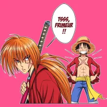Débardeur Enfant Fille Kenshin « L'élève dépasse le Maître... » – Parodie One Piece