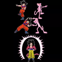 Son-Goku Super Kinder Kapuzenpullover “Son-Goku Super saiyajin 4 und die Pink-Panther-Reihe” – Parodie auf Dragon Ball GT