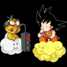 T-shirt bébé Sangoku « Feu Rouge ;) » – Parodie Super Mario
