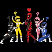 T-shirt Femme Power Rangers Vs Deadpool « Force Rouge !! » – Parodie Deadpool