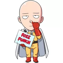 One-Punch Man parodi Vit T-shirt för män - Saitama (Högklassig T-shirt - Tryckt i Frankrike - Ref : 1049)