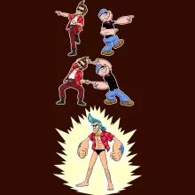 Camiseta Mujer Franky “Franky, Ace Ventura y Popeye” – Parodia de One Piece