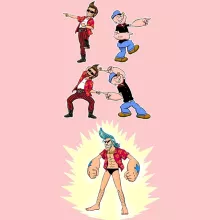 Maglietta da Donna Franky “Franky, Ace Ventura e Braccio di Ferro” – Parodia dei One Piece