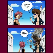 Casquette Natsu Dragnir « Hey mec, t'as pas du feu ? » – Parodie Fairy Tail