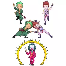 Hisoka Damen T-shirt “Hisoka, De Joker en Zoro” – One Piece parodie