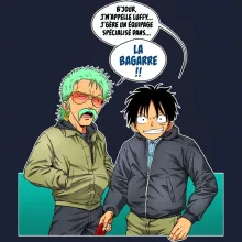 Sweat-Shirt à capuche Monkey D. Luffy « La Bagarre !! » – Parodie One Piece
