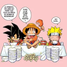 Body bébé (Filles) Luffy « La recette d'un bon shonen Manga (Super Deformed) » – Parodie Naruto