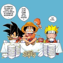 Body bébé Luffy « La recette d'un bon shonen Manga (Super Deformed) » – Parodie Naruto