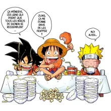 Body bébé Luffy « La recette d'un bon shonen Manga (Super Deformed) » – Parodie Naruto