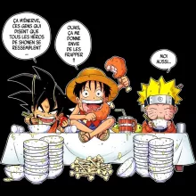 Casquette Luffy « La recette d'un bon shonen Manga (Super Deformed) » – Parodie Naruto
