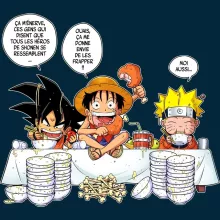 Bonnet Luffy « La recette d'un bon shonen Manga (Super Deformed) » – Parodie Naruto