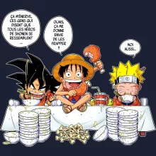 Sweat-Shirt à capuche Luffy « La recette d'un bon shonen Manga (Super Deformed) » – Parodie Naruto