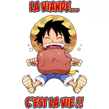 Casquette Luffy « La Viande... C'est la vie ! » – Parodie One Piece