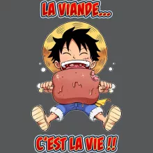 Casquette Luffy « La Viande... C'est la vie ! » – Parodie One Piece