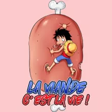 Body bébé (Filles) Monkey D Luffy « La Viande c'est la Vie - Giga Gigot édition ! » – Parodie One Piece