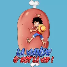 Body bébé Monkey D Luffy « La Viande c'est la Vie - Giga Gigot édition ! » – Parodie One Piece