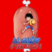 Body bébé Monkey D Luffy « La Viande c'est la Vie - Giga Gigot édition ! » – Parodie One Piece