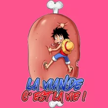 Débardeur Enfant Fille Monkey D Luffy « La Viande c'est la Vie - Giga Gigot édition ! » – Parodie One Piece