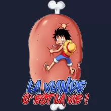 Sweat-Shirt à capuche Monkey D Luffy « La Viande c'est la Vie - Giga Gigot édition ! » – Parodie One Piece