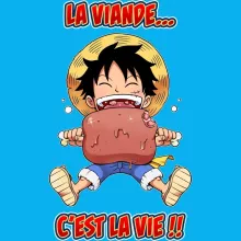 T-shirt bébé Luffy « La Viande... C'est la vie ! » – Parodie One Piece