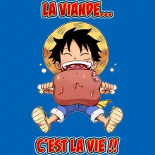 Sac à dos Enfant Luffy « La Viande... C'est la vie ! » – Parodie One Piece