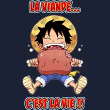 Sweat-Shirt à capuche Luffy « La Viande... C'est la vie ! » – Parodie One Piece