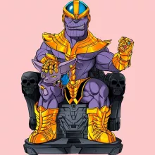 Dragon Ball Super parodi Rosa Body baby korta ärmar (flicka) - Thanos av Avengers och Beerus av Dragon Ball Super (Högklassig Body Baby - Tryckt i Frankrike - Ref : 1041)