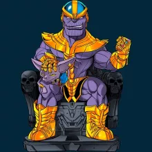Dragon Ball Super parodi marinblå plattvisst kep (rappare kep) - Thanos av Avengers och Beerus av Dragon Ball Super (Högklassig Keps - Tryckt i Frankrike - Ref : 1041)