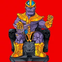 Thanos Damen T-shirt “Thanos von Avengers und Beerus von Dragon Ball Super” – Parodie auf Dragon Ball Super