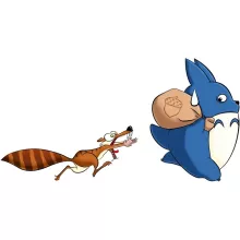 Totoro totebag “Totoro och Scrat” – Parodi Ice Age
