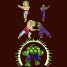 Broly Women T-shirt “Broly, Piccolo and Hulk” – Dragon Ball Z parody