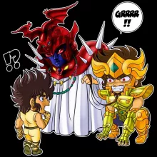 Pegasus Seiya Kapuzenpullover “Pegasus Seiya, Aiolia des Löwen und der Pope” – Parodie auf Saint Seiya