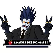 Sous-Verre en bois Ryuk « Mangez des Pommes ! » – Parodie Death Note