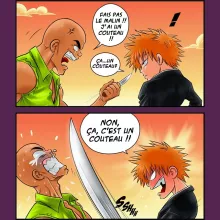 T-shirt Femme Ichigo Kurosaki « Non, ça c'est un couteau ! » – Parodie Bleach